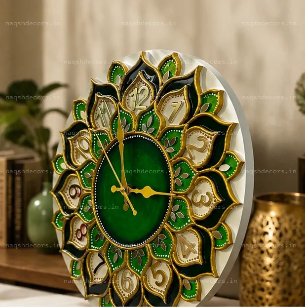Traditional Lotus Lippan Art Wall Clock (18-Inch) for Living Room & Gifting 🕒 thumbnail 4