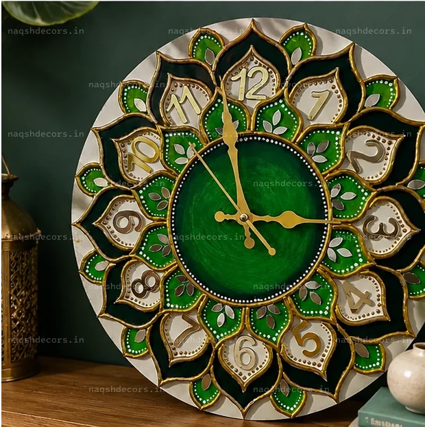 Traditional Lotus Lippan Art Wall Clock (18-Inch) for Living Room & Gifting 🕒 thumbnail 3