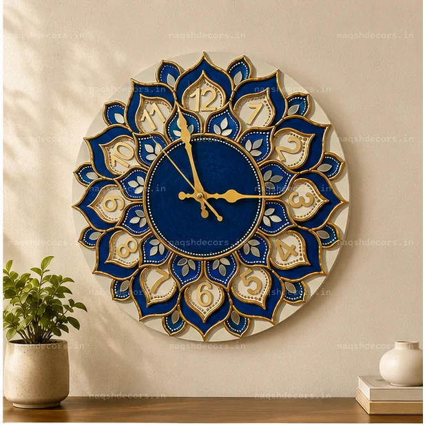 Traditional Lotus Lippan Art Wall Clock (18-Inch) for Living Room & Gifting 🕒 thumbnail 6