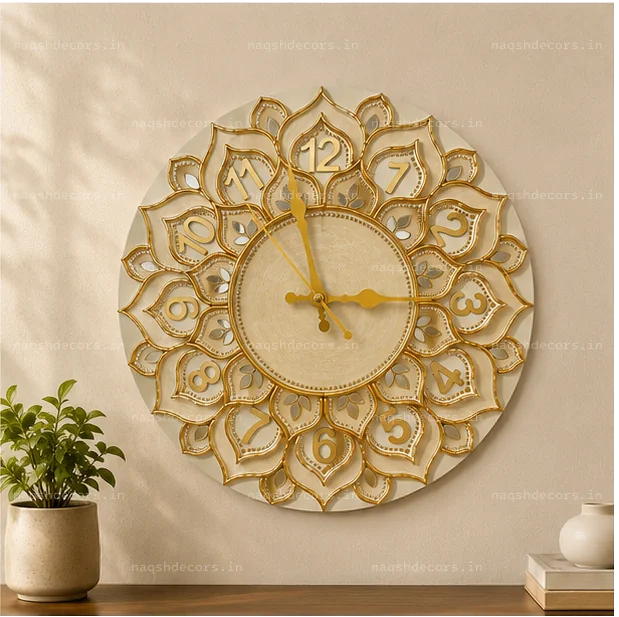 Traditional Lotus Lippan Art Wall Clock (18-Inch) for Living Room & Gifting 🕒 thumbnail 5